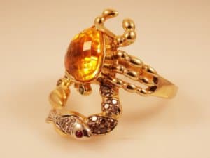 Yellow large gemstone cocktail ring