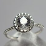 Colorless zircon ring