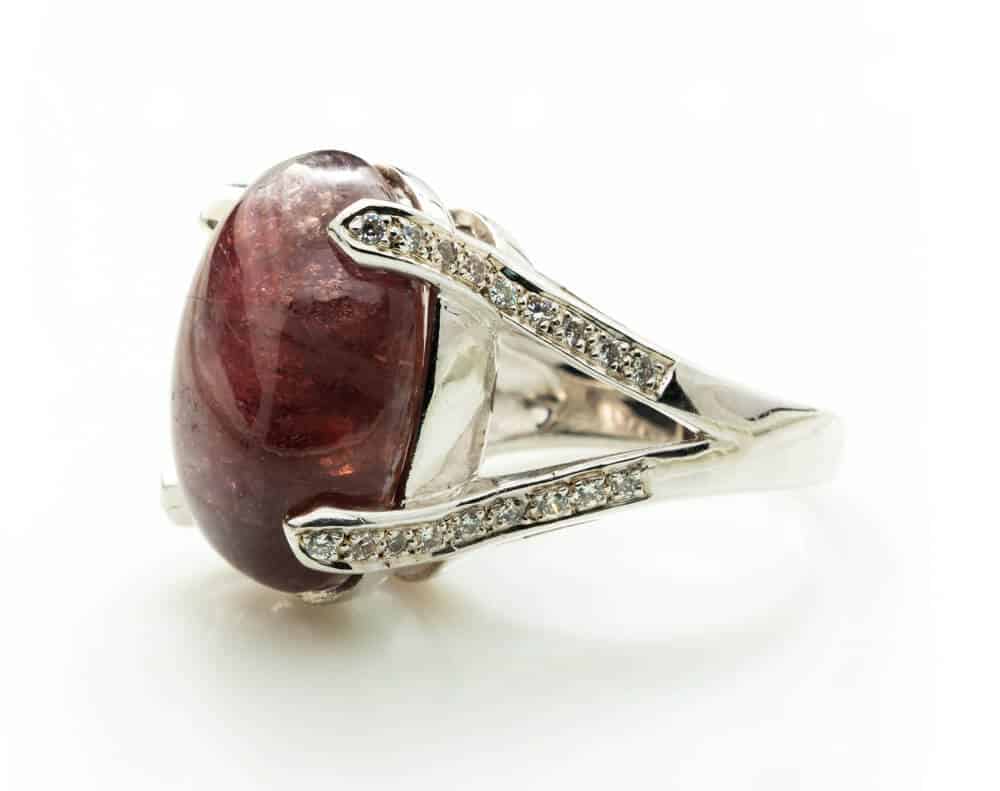 Garnet ring with silver band