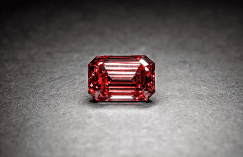 red diamond cut as emerald