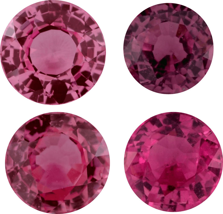 Pink sapphires with different color shades