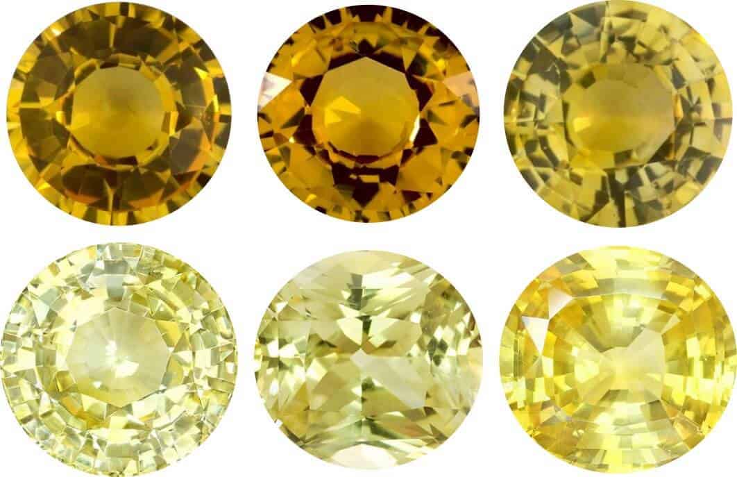 Yellow sapphires with different color tones