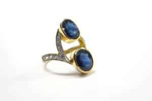 Dual birthstone sapphire engagement ring