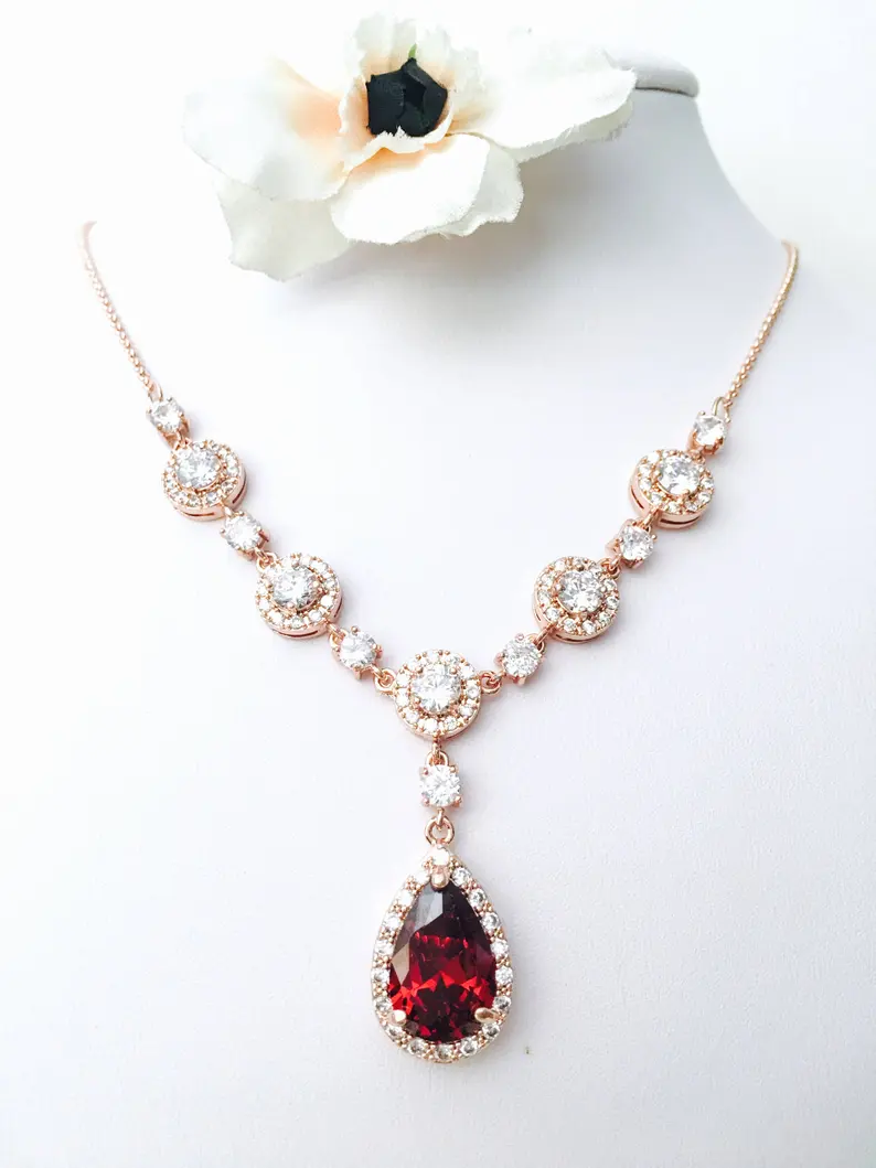 Victorian Look Red Garnet Necklace