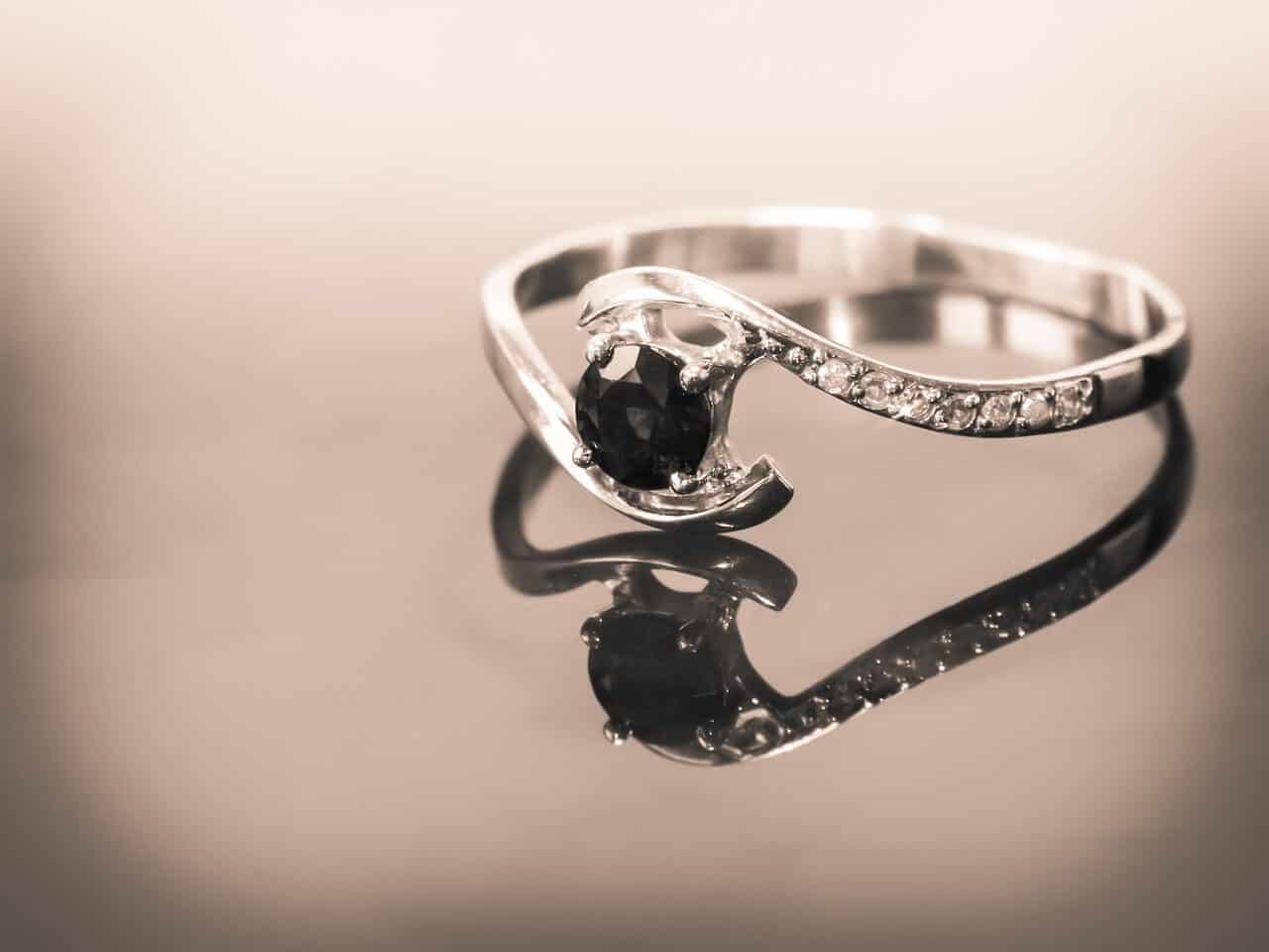 Details about   8 Ct AAA Black Diamond Solitaire Ring with Blue Sapphires.Certified.Earth mined.