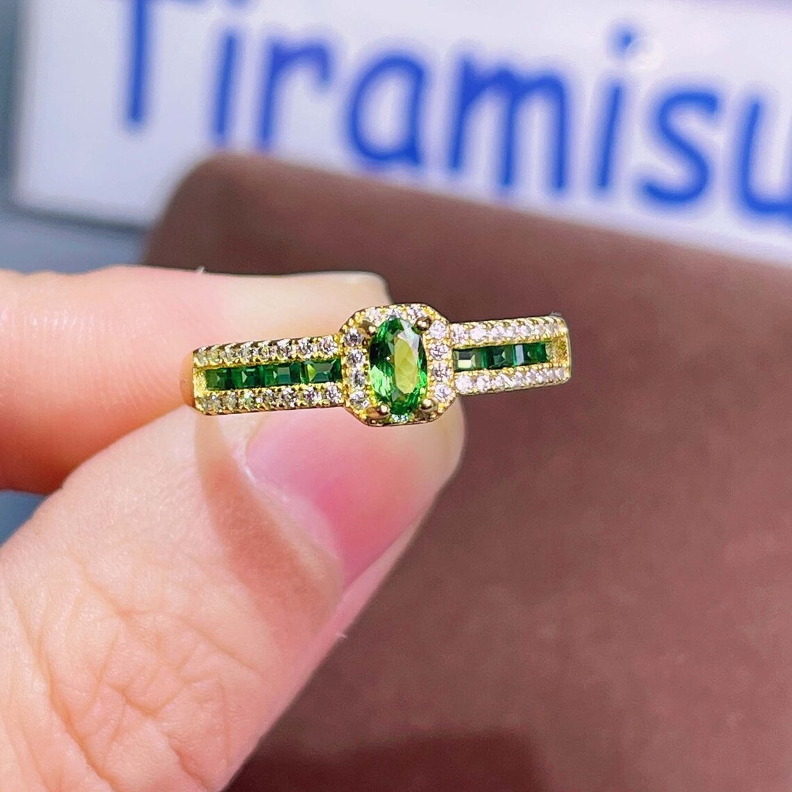 Dainty Green Tsavorite Ring