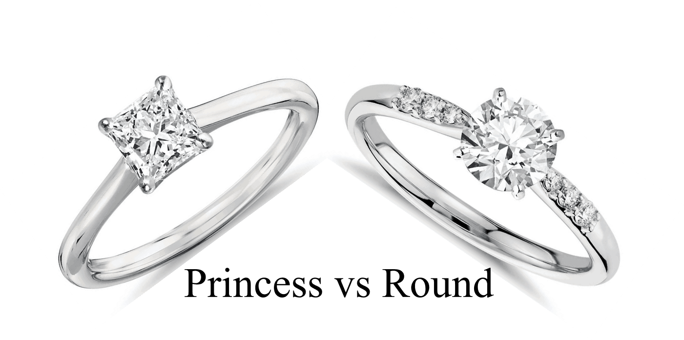 Princess Vs Round shape diamond side by side