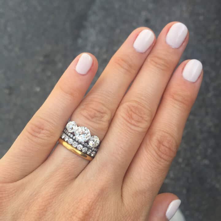 matching wedding and engagement ring with different metals