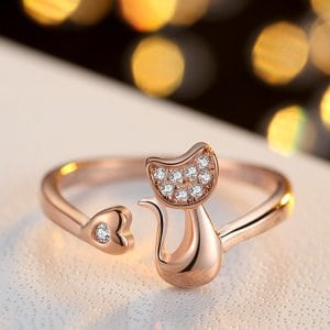 Rose gold cat ring jewelry