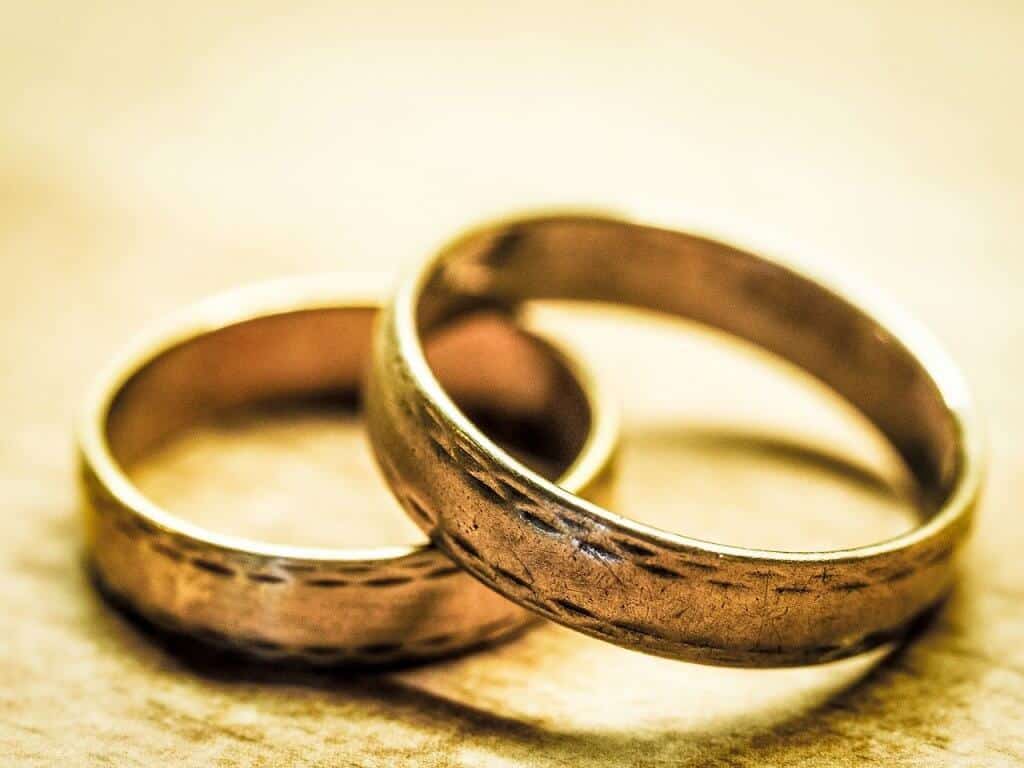 two gold wedding bands