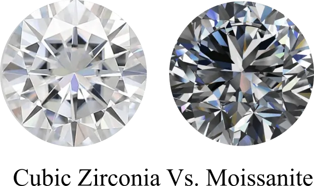 Moissanite Vs Cubic Zirconia side by side