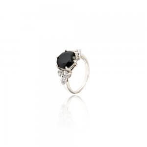 black spinel and diamond ring