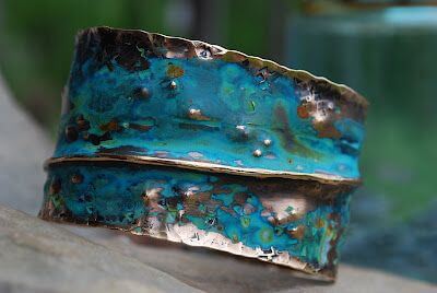 copper bracelet with patina