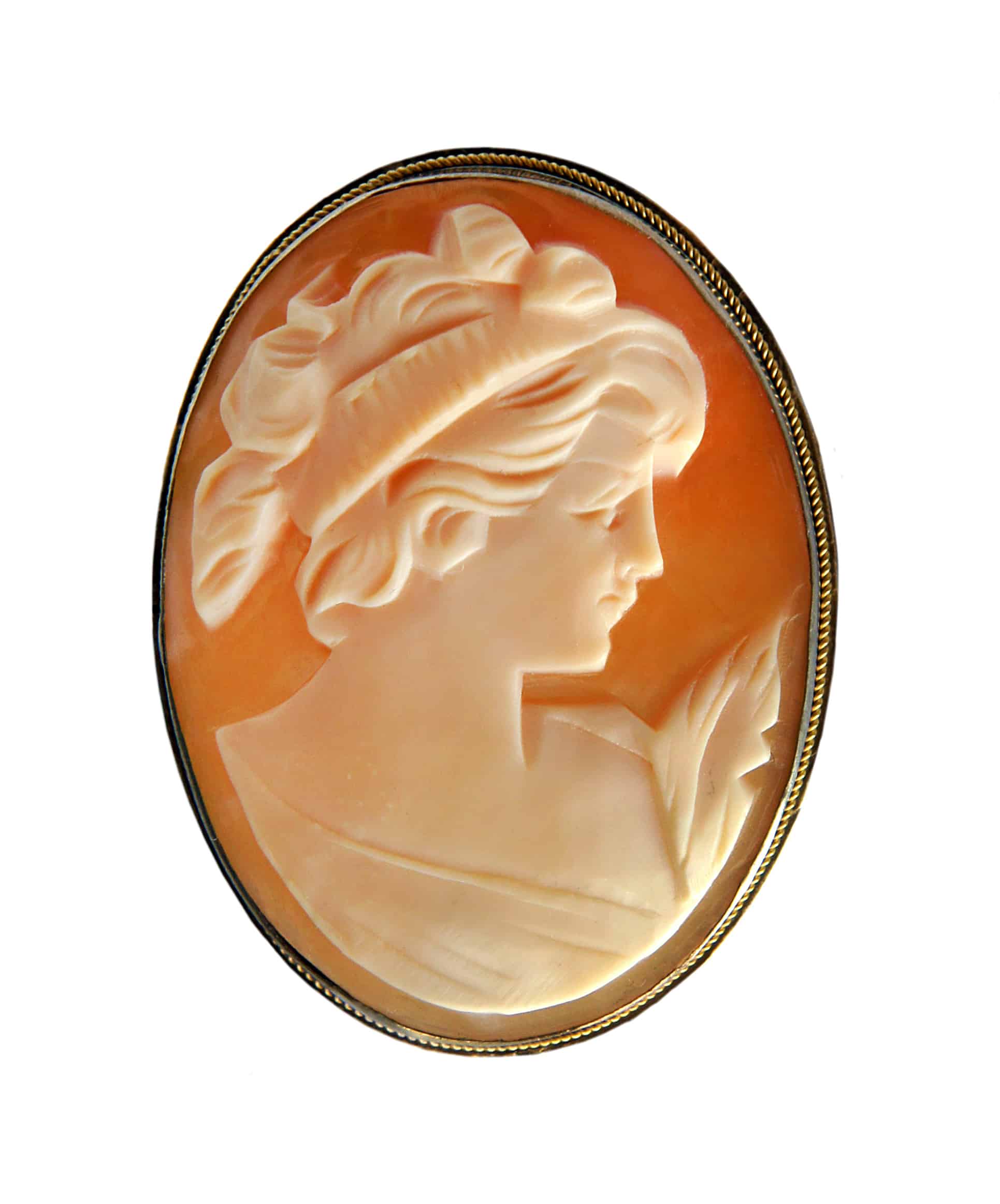 Antique Cameo Pin isolated on a white background