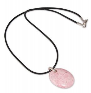 Rhodonite .925 Sterling Silver Leather Pendant Necklace