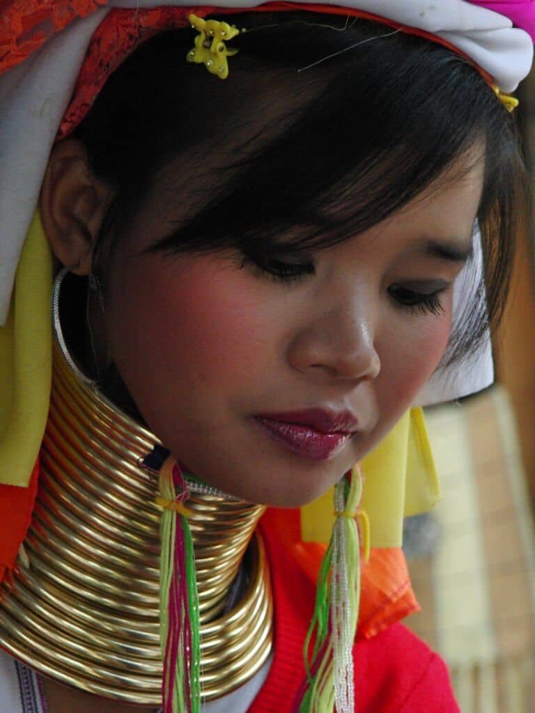 burmese woman with brass coils
