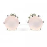 pink chalcedony earrings stud in white gold