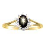 Yellow gold black star sapphire ring