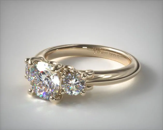 14K gold three stone engagement ring