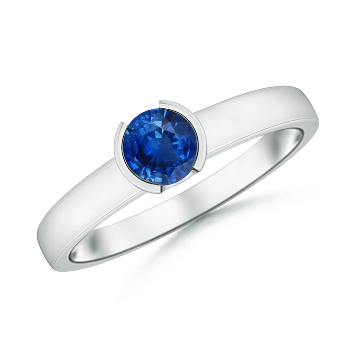 blue sapphire white gold ring
