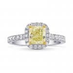 Yellow asscher cut diamond in white gold setting