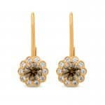 brown diamond drop earrings in gold setting