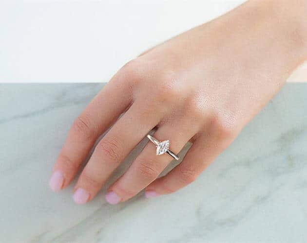 short fingers marquise diamond engagement ring