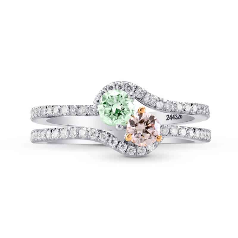 Pink Green diamond engagement ring