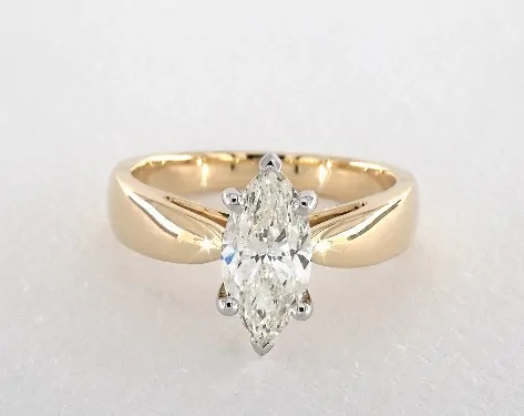 v tipped prong setting marquise cut engagement ring