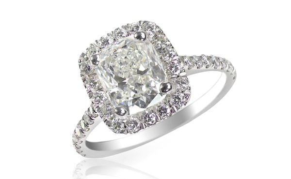 Cushion shape diamond engagement ring