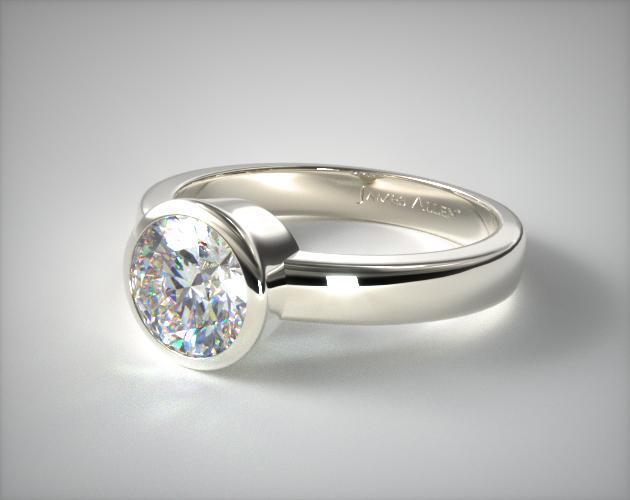 bezel setting round shape engagement ring