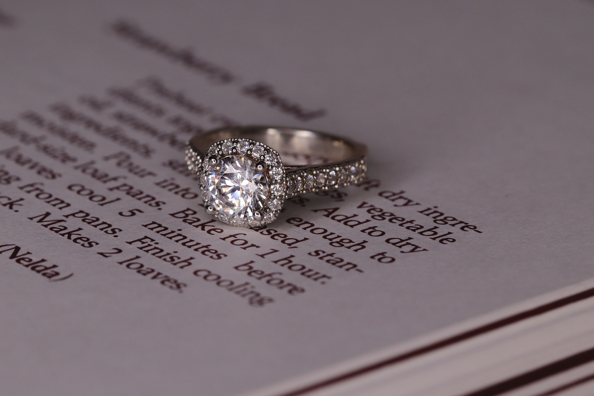 engagement ring on page
