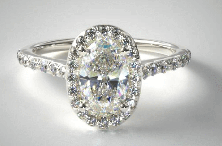halo setting oval shape diamond engagement ring