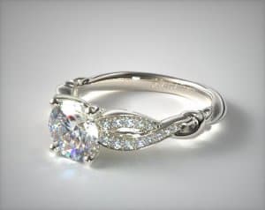 Engagement ring with mounted diamond