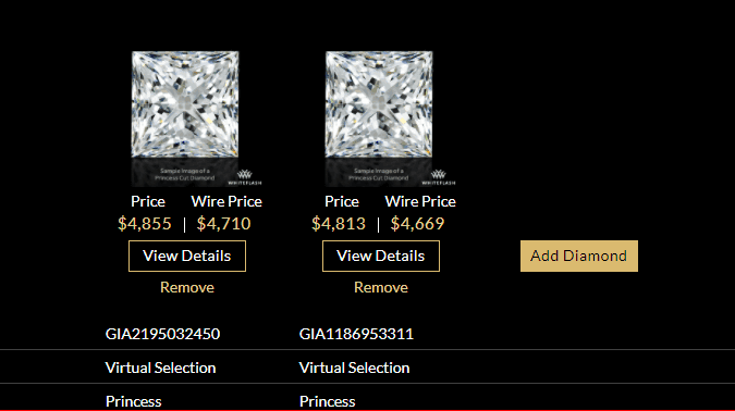 whiteflash compare diamond option