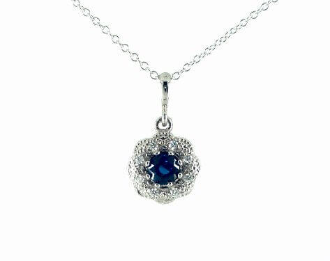 Blue sapphire pendant for wedding dress