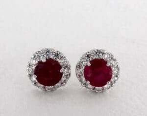 Ruby earrings to accessorize wedding dress