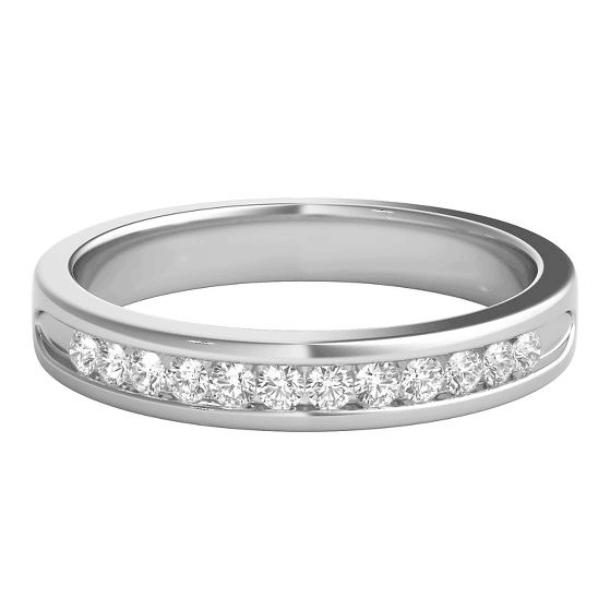 diamonds channel set wedding ring