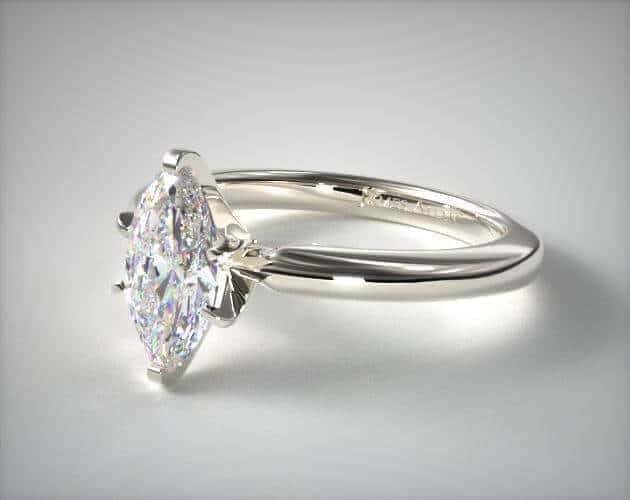 marquise shape diamond in v-tipped prong setting