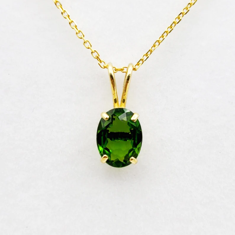 Gold Green Chrome Diopside Pendant