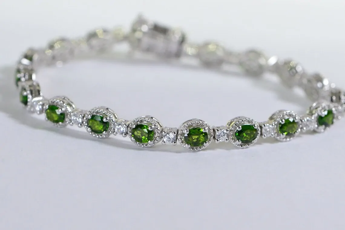 Natural Chrome Diopside Tennis Bracelet