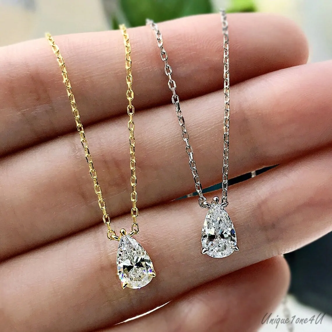 Pear Shape Moissanite Necklace