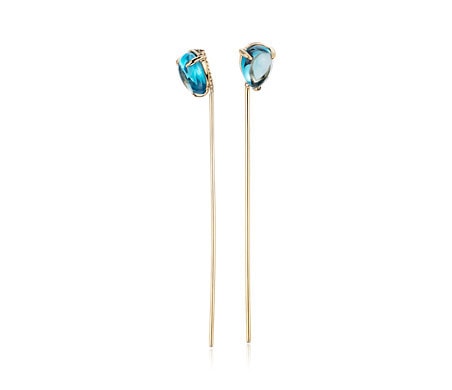 blue topaz thread earrings