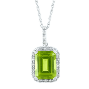 Green peridot pendant emerald cut
