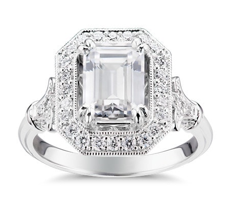 Large milgrain style engagement ring
