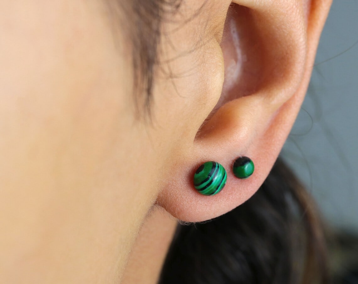 Malachite stud earrings
