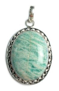 Antique green amazonite pendant