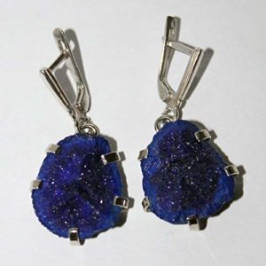 Blue azurite earrings dangle