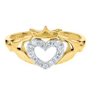 claddagh engagement ring yellow gold with diamond