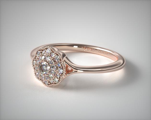 cluster set engagement ring rose gold